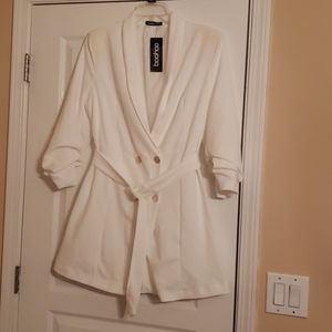 Plus Double Breast Gold Button Blazer Dress